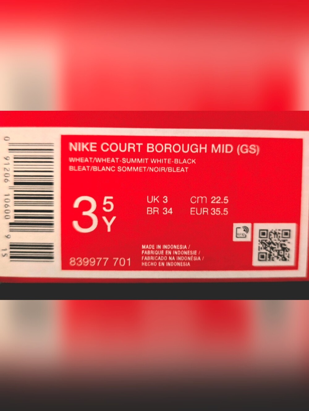 (Grade School Sizes) - Nike Court Borough Mid Wheat (Brand New) - Picture 11 of 16